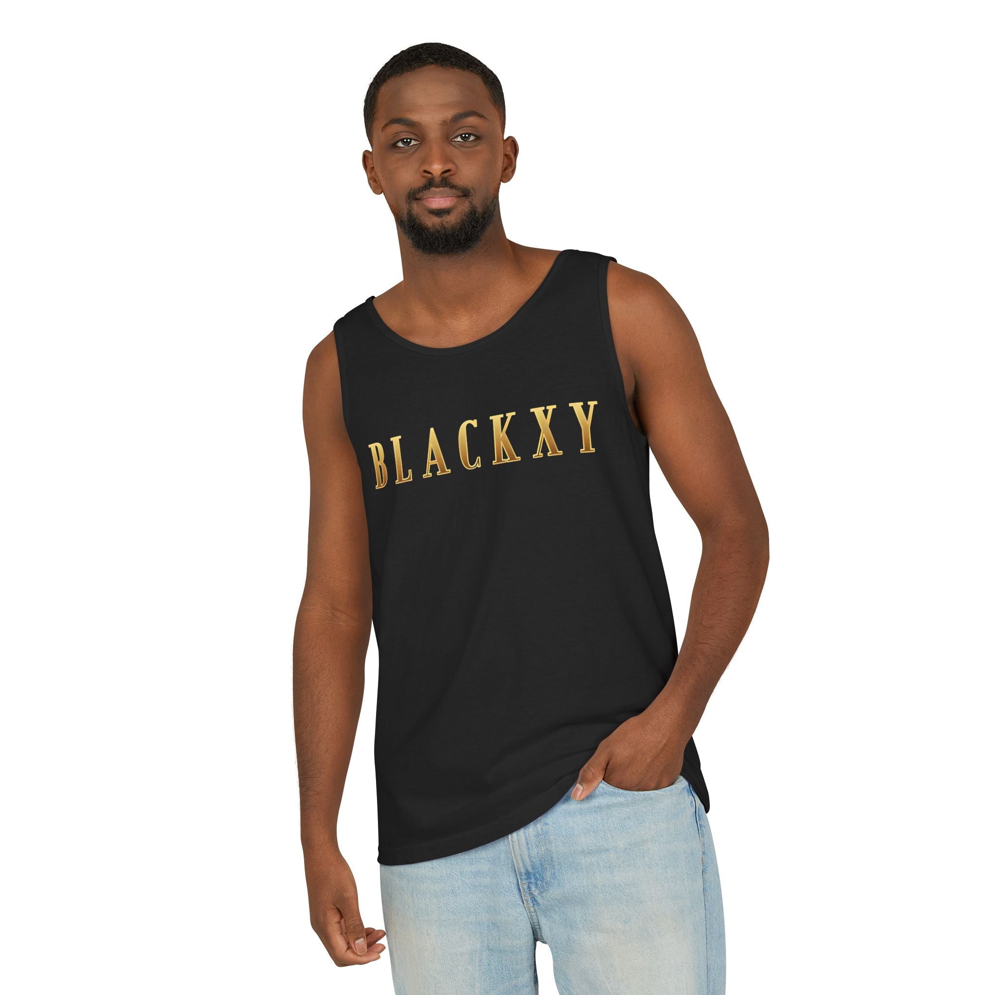 Gold Foil Lettered Men's Garment-Dyed Tank Top